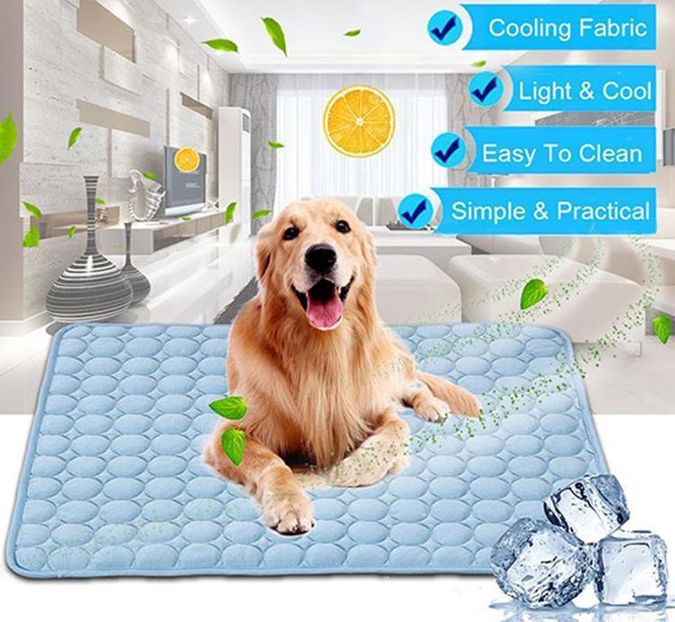 Cojín de seda de hielo para mascotas azul